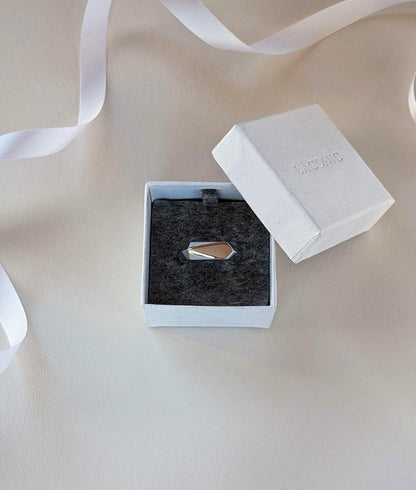 Facet Silver Chunky Signet Ring