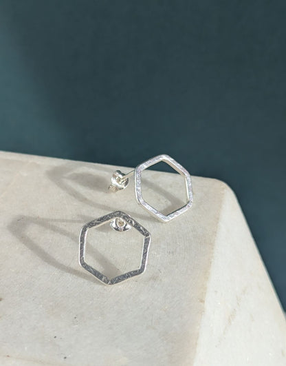 Causeway Hexagonal Line Stud Earrings Large