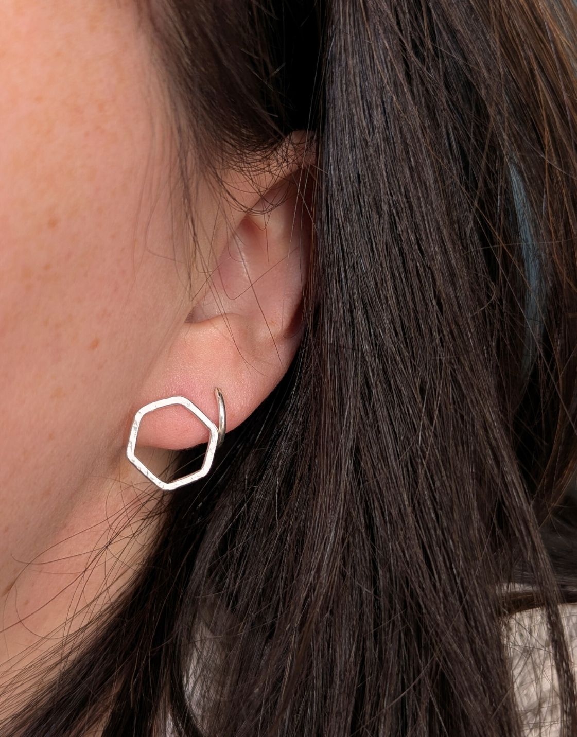 Causeway Hexagonal Line Stud Earrings Large