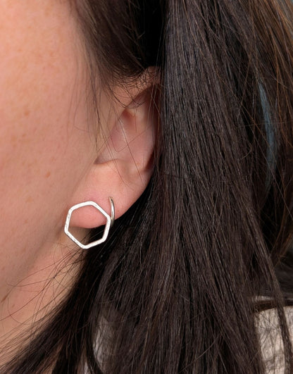 Causeway Hexagonal Line Stud Earrings Large