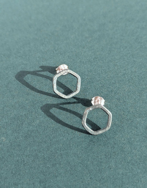 Causeway Hexagonal Line Stud Earrings Small
