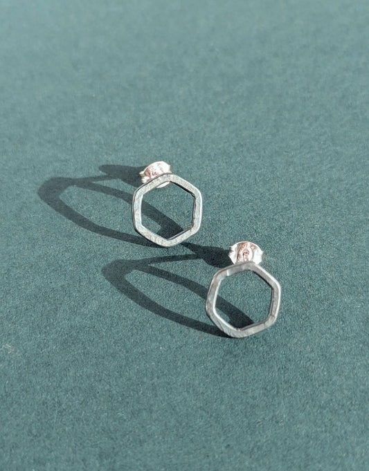 Causeway Hexagonal Line Stud Earrings Small