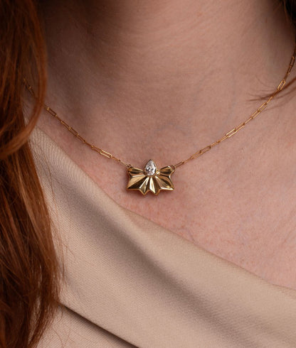 Valley Yellow Gold and Pear Diamond Pendant